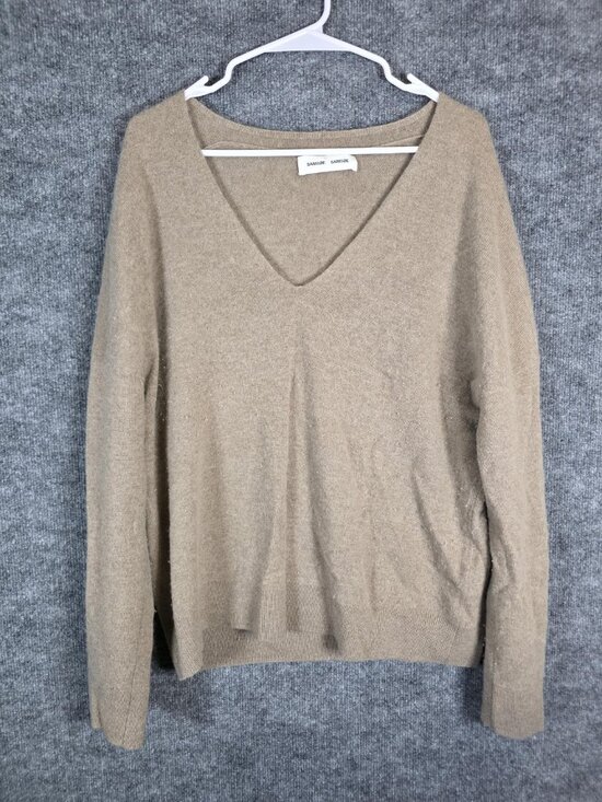 SAMSØE SAMSØE Sweaters - Samsoe Samsoe Sweater Womens M Brown Cashmere Nola V Neck Pullover Pilling